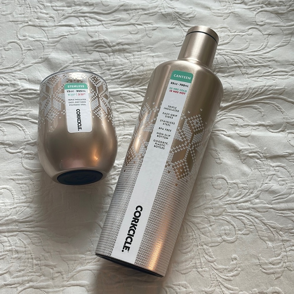 CORKCICLE Bundle of Canteen & Stemless Cup w/ lid